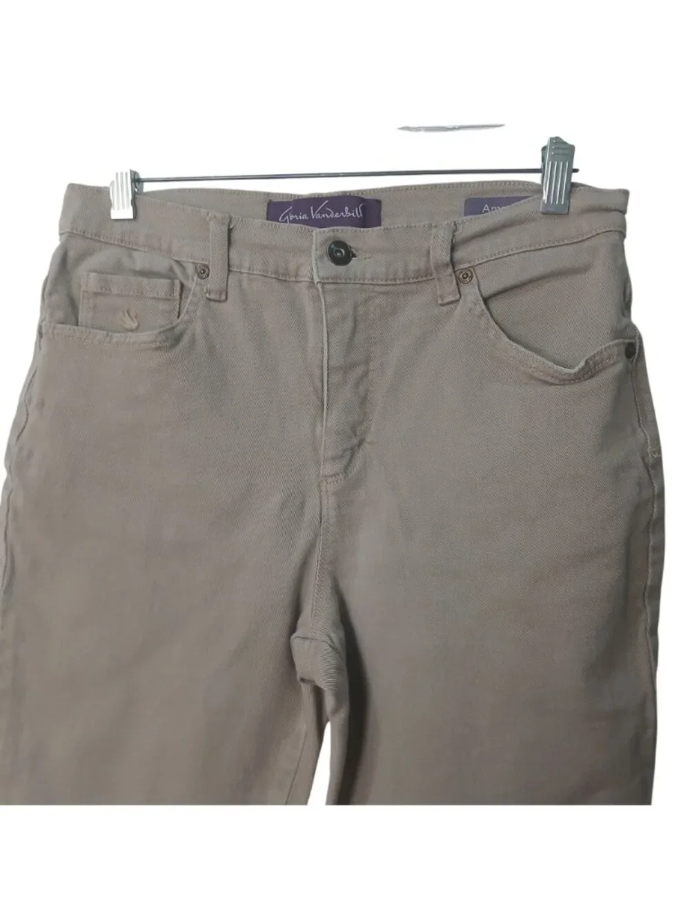 Gloria Vanderbilt Amanda Petite 8P Tan Pants 98% Cotton 2% Spandex #N-25 - Picture 12 of 12